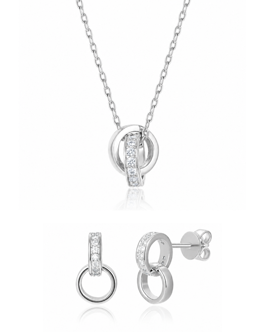 Doppelring-Set Poda Silber